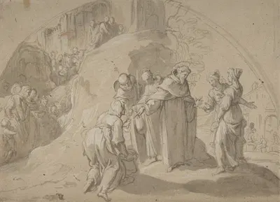 Saint Philip Benizi Converting Two Wicked Women at the City of Todi by Bernardino Poccetti — digital art print download