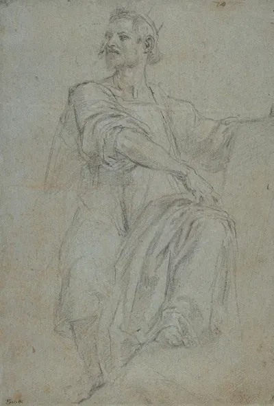 Seated Crowned Male Figure Holding a Book or Scroll by Bernardino Poccetti, 1548–1612 — digital art print download