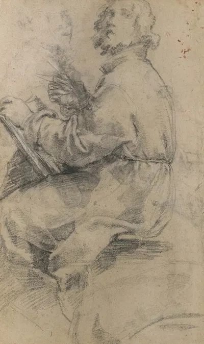 Seated Male Figure with the Head of an Onlooker by Bernardino Poccetti, 1548–1612 — digital art print download
