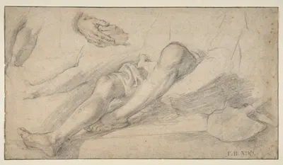 Studies for a Seated Figure of a Man with a Shovel by Bernardino Poccetti — digital art print download