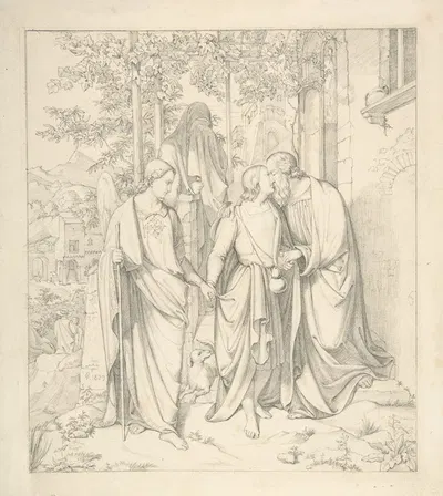 Tobias Takes Leave of his Father by Carl Gottlieb Peschel, 1829 — digital art print download
