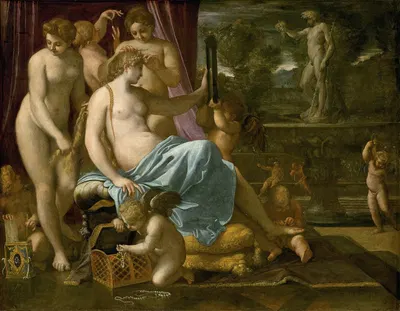 Venus Adorned By The Graces by Annibale Carracci, 1590-1595 — digital art print download