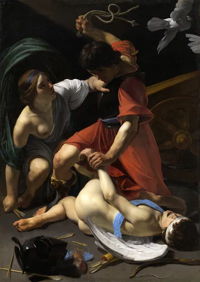 Cupid Chastised by Bartolomeo Manfredi, 1613 — digital art print download