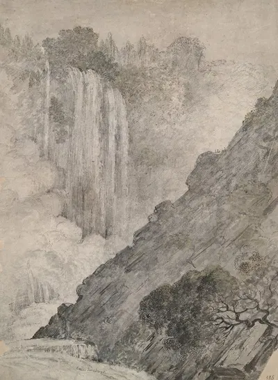 Mountainous Landscape with Waterfalls by Цезарь Ван Эвердинген — digital art print download