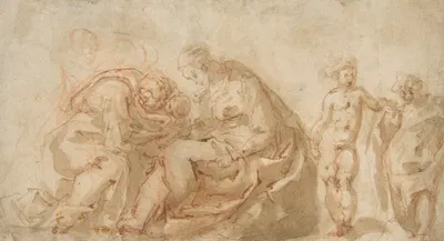 The Holy Family with Attendant Putti by Cesare Pollino, 1560–1630 — digital art print download