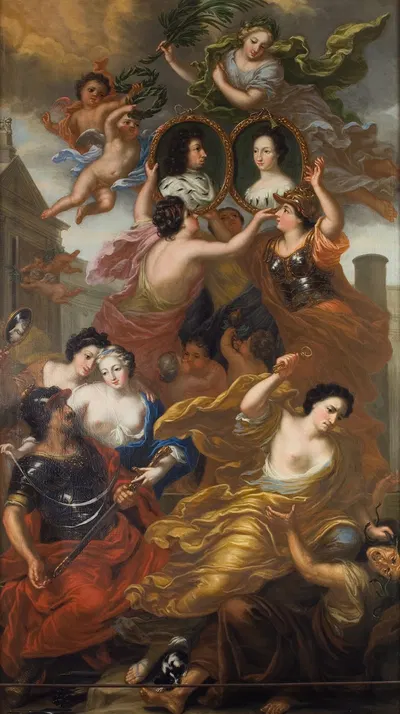 Allegory of the union of King Charles XI and Queen Ulrika Eleonora by Давид Клёкер Эренштраль, 1692 — digital art print…