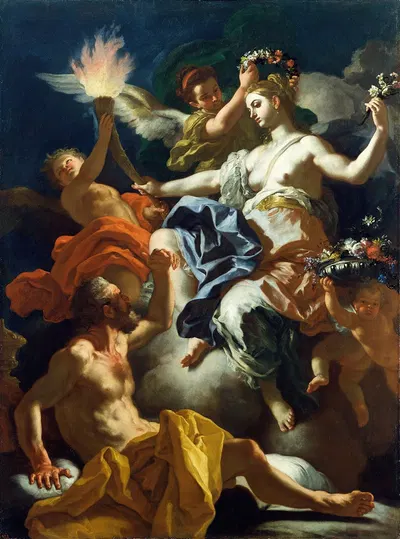 Aurora Taking Leave of Tithonus by Франческо Солимена, 1704 — digital art print download