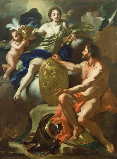 Venus At The Forge of Vulcan by Франческо Солимена, 1704 — digital art print download