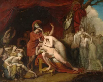 Achilles, frantic for the loss of Patroclus, rejecting the consolation of Thetis by Джордж Доу, 1803 — digital art print…