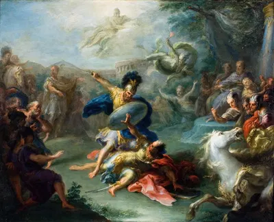 The Fight Between Aeneas and King Turnus, From Virgil’s Aeneid by Giacomo Del Po — digital art print download