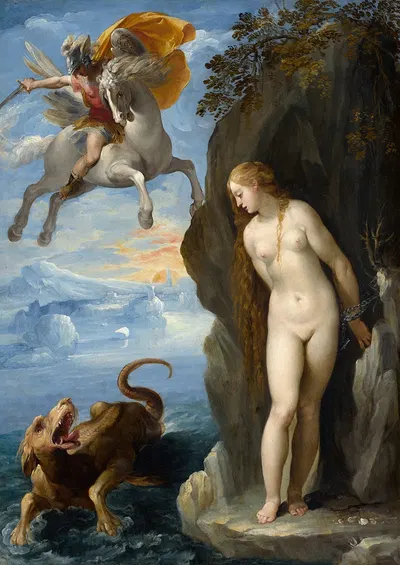 Perseus Rescuing Andromeda by Giuseppe Cesari, 1594 — digital art print download