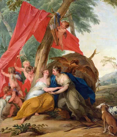 Jupiter, Disguised As Diana, Seducing The Nymph Callisto by Якоб де Вит, 1727 — digital art print download