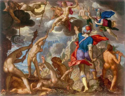The Battle Between The Gods and The Giants by Иоахим Втеваль — digital art print download