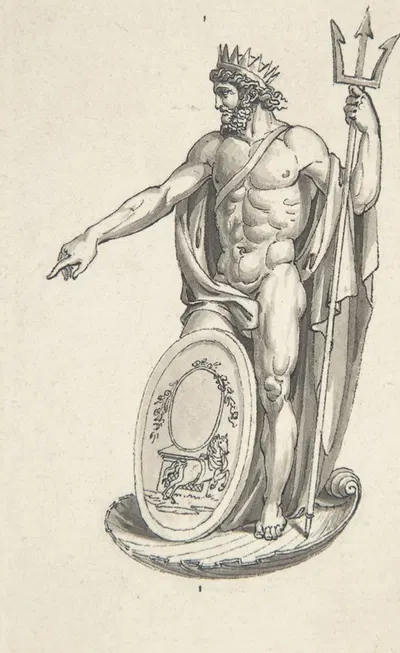 Design for Neptune with an Oval Medallion by Charles Percier — digital art print download