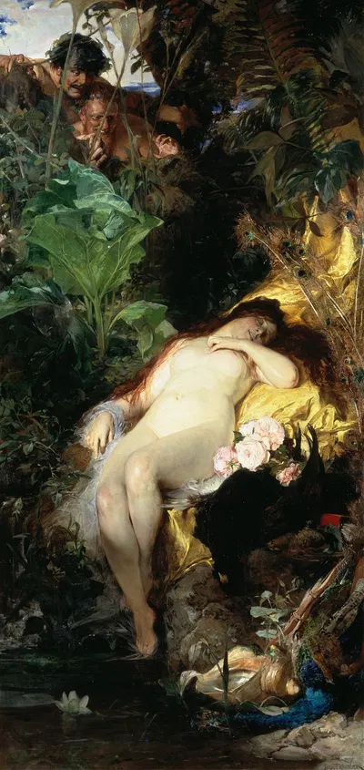 Nymph and Fauns by Julius Kronberg, 1875 — digital art print download