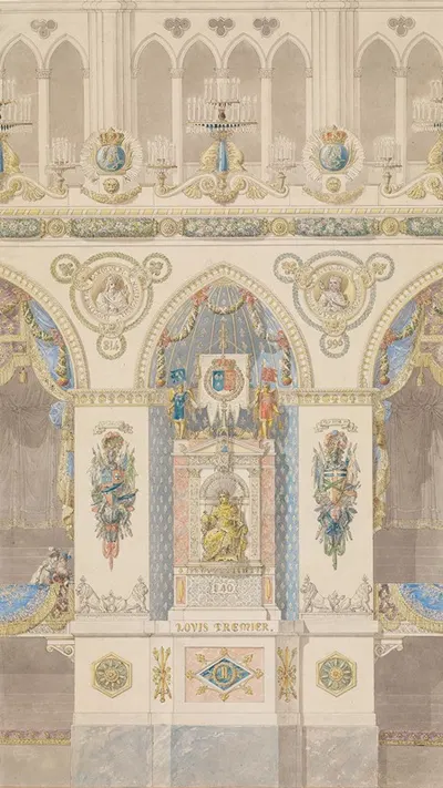Interior Elevation of Reims Cathedral with a Statue of King Louis I by Charles Percier, 1815 — digital art print download