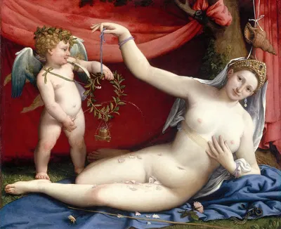Venus and Cupid by Лоренцо Лотто — digital art print download