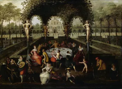 Venus, Bacchus and Ceres With Mortals in a Garden of Love by Луи де Кольери, 1590 - 1621 — digital art print download