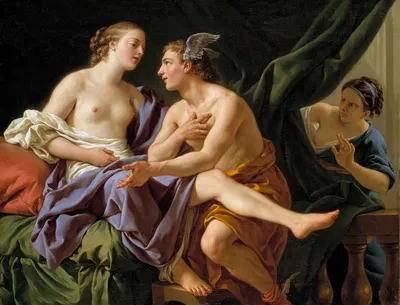 Mercury, Herse and Aglaura by Louis-Jean-François Lagrenée, 1767 — digital art print download