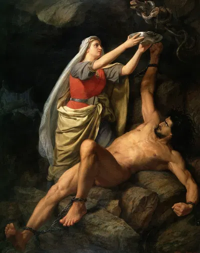 Loke and Sigyn by Мартен Эскиль Винг, 1863 — digital art print download