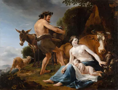 The Infancy of Zeus by Nicolaes Pietersz. Berchem, 1648 — digital art print download