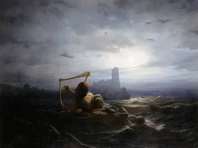 The Water-Sprite and Ägir's Daughters by Нильс Якоб Ольссон Бломмер, 1850 — digital art print download