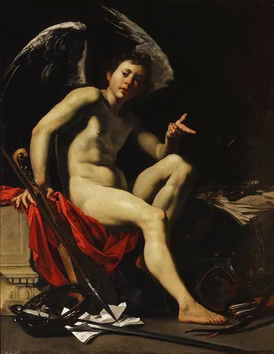 Amor Vincit Omnia by Orazio Riminaldi, 1624-1625 — digital art print download
