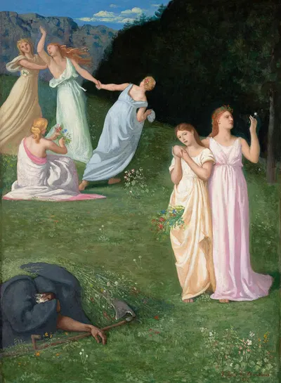 Death and The Maidens by Пьер Пюви де Шаванн, 1872 — digital art print download