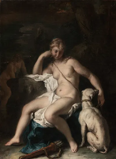 Diana and Her Dog by Себастьяно Риччи, 1717–1720 — digital art print download