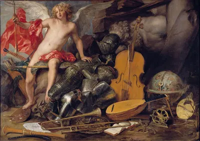 Triumphant Cupid among Emblems of Art and War by Thomas Willeboirts Bosschaert, 1645-1650 — digital art print download