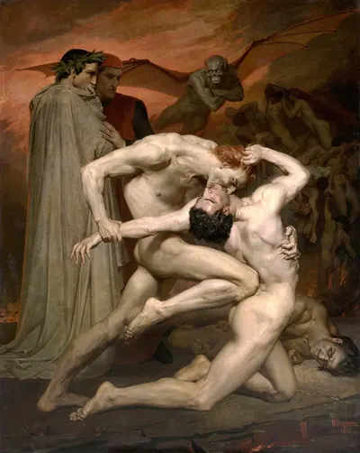 Dante and Virgil in Hell by Уильям Бугеро, 1850 — digital art print download