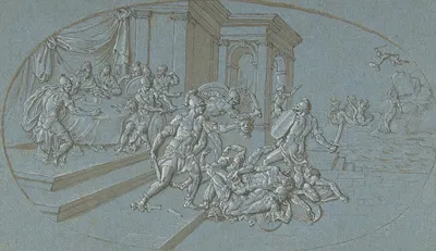 Fight Between Perseus And Phineus in the Palace of Cephus by Circle of Bernard Picart — digital art print download