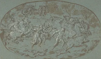 Hunt of the Calydonian Boar by Circle of Bernard Picart — digital art print download