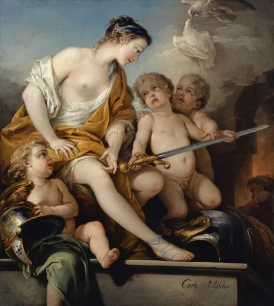 Venus And Cupids With The Arms Of Mars by Charles-André van Loo, 1743 — digital art print download