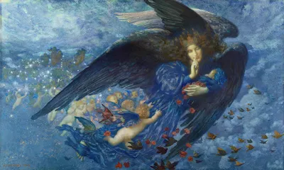 Night With Her Train Of Stars by Эдвард Роберт Хьюз, 1912 — digital art print download