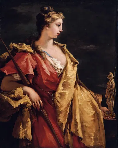 Nobility Holding A Statue Of Athena by Джованни Антонио Пеллегрини — digital art print download