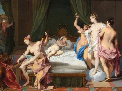 Venus And The Three Graces Tending Cupid by Nicolas Vleughels, 1725 — digital art print download