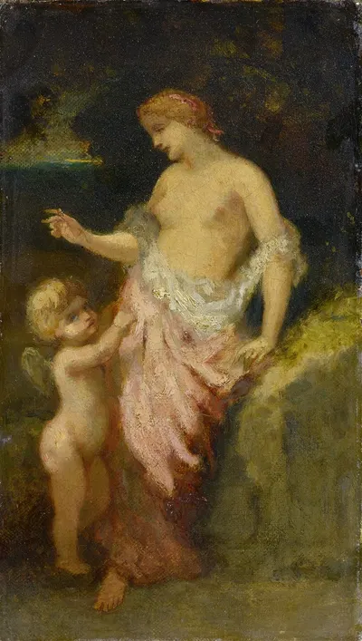 Venus And Cupid by Нарцисс-Виржиль Диаз де Ла Пенья — digital art print download