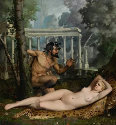 Nymphe Et Satyre by Адольф-Александр Лесрель, 1865 — digital art print download