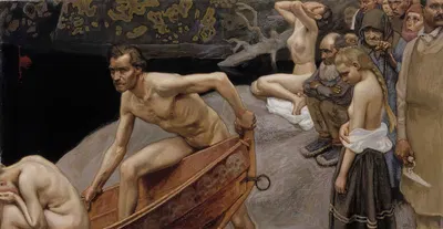 By The River Of Tuonela, Study For The Jusélius Mausoleum Frescos by Akseli Gallen-Kallela, 1903 — digital art print download