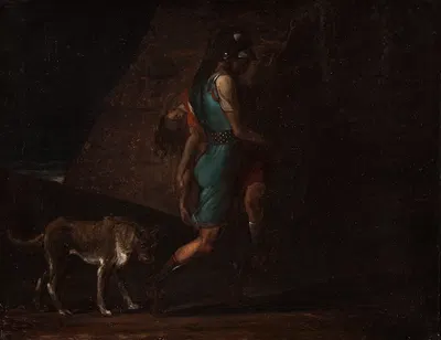 Ossian Carrying His Dead Brother Gillan, Followed By Fingal's Dog Bran by К.Ф. Хёйер, 1805-1808 — digital art print download