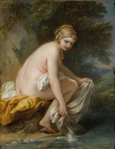 A Nymph At Her Bath by Charles-André van Loo, 1750 — digital art print download
