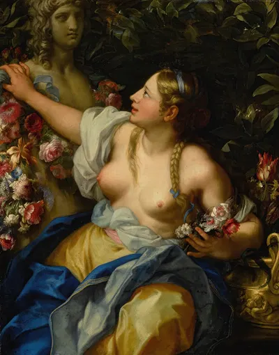 Portrait Of A Young Woman As Flora by Карло Маратти — digital art print download