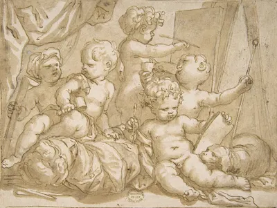 Putti with the Attributes of the Arts by Доменико Пиола, 1627–1703 — digital art print download