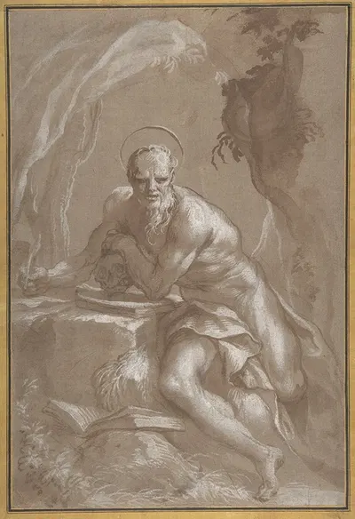 Saint Jerome in the Wilderness by Доменико Пиола, 1627–1703 — digital art print download