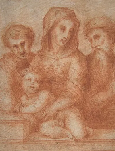 Virgin and Child with Two Saints by Domenico Puligo — digital art print download