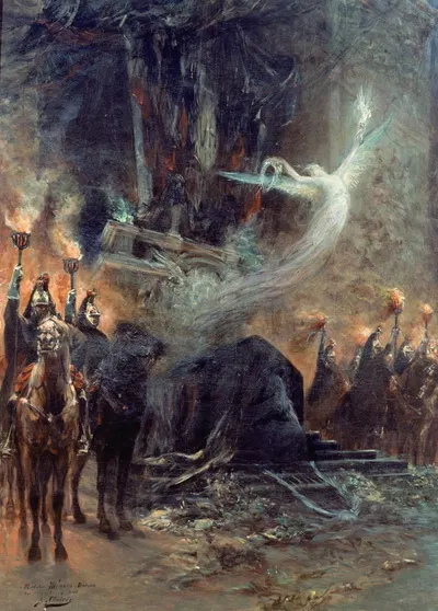Funérailles de Victor Hugo – la veillée sous l'arc de triomphe by Georges Jules Victor Clairin, 1885 — digital art print…