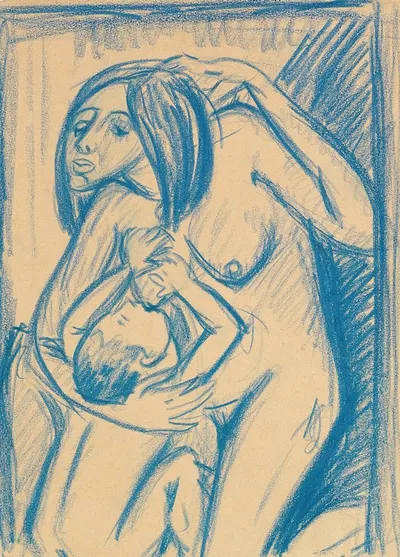 Mutter mit Kind am Busen by Доротея Мецель-Йохансен, 1918 — digital art print download