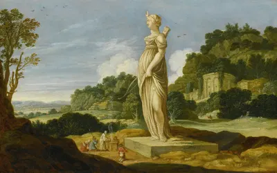 Landscape With Worshippers At The Altar Of Diana by Якоб Симонз. Пинас — digital art print download