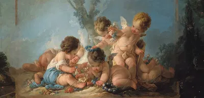 Groupe de six Amours jouant avec des fleurs by Jean-François Clermont, 1761 — digital art print download